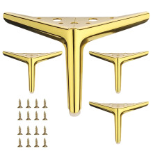 4,7 inch/12 cm glanzende gouden metalen meubelpoten set van 4 DIY vervanging voor korte kastpoten, bankpoten, kleine dressoirpoten