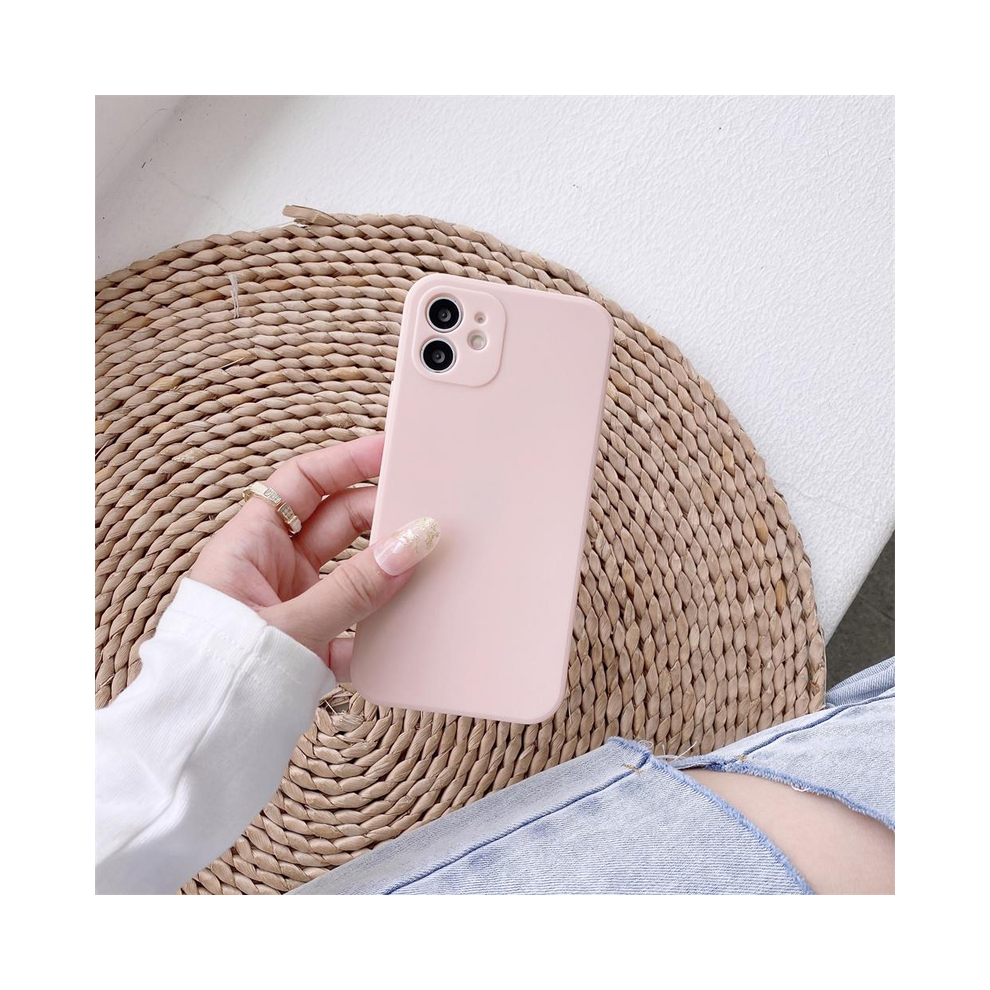 (Light Pink, Galaxy A12) Square Liquid Silicone Case For Samsung Galaxy A11