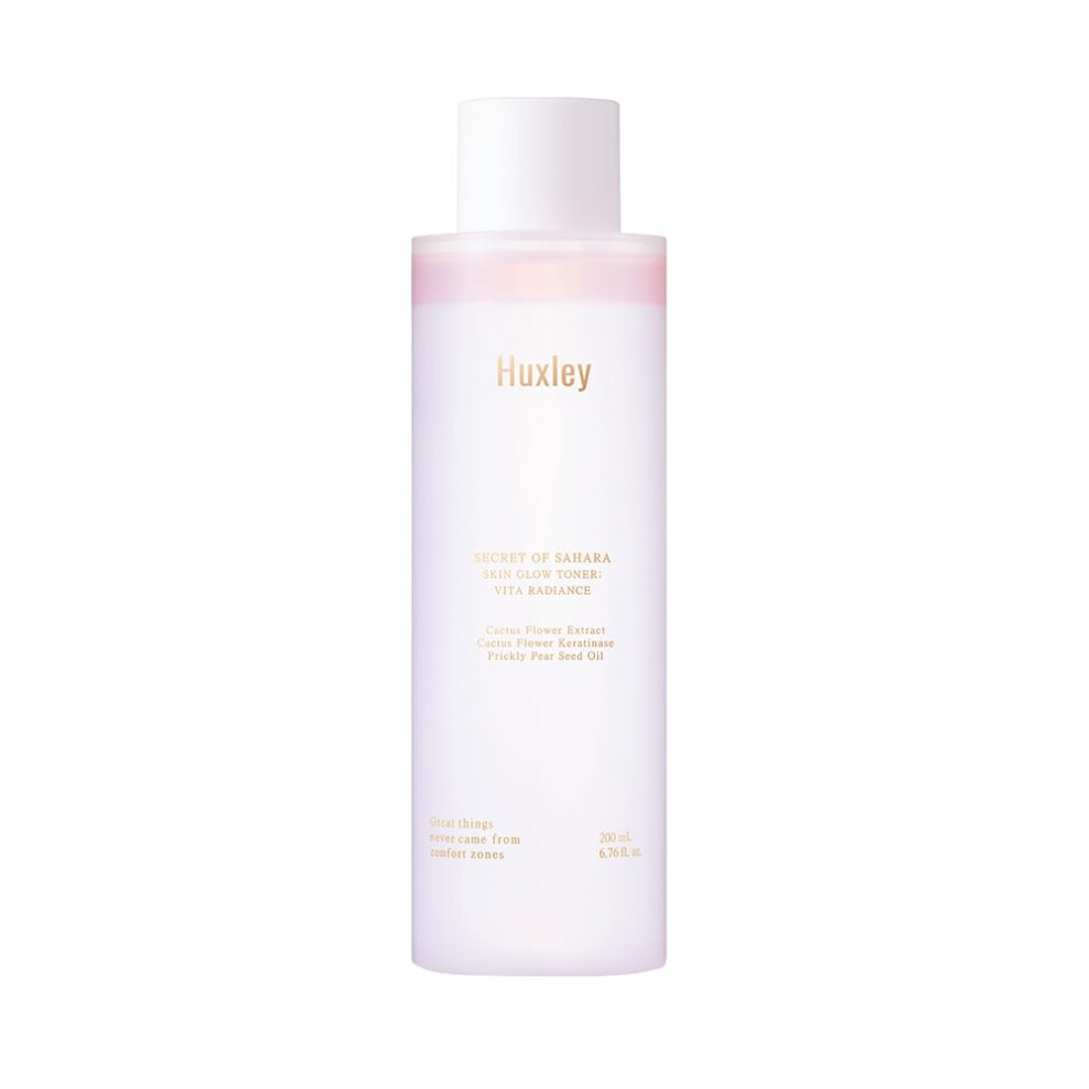Huxley Secret Of Sahara Skin Glow Toner: Vita Radiance 6.76 Fl. Oz. | Hydrating Korean Skin Care | Cactus Flower Extract Toner | Daily Exfoliant Care