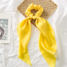 Yellow Women Girl Bow Satin Ribbon Ponytail Scarf Hair Tie Rope Scrunchies Elastic Band Hair Scrunchies Bands Elastics and Ties Beauty and Personal C