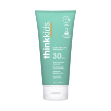 Thinkkids Mineral Sunscreen SPF 30 Clear Zinc Oxide Sunscreen 6 Fl Oz Natural Water Resistant Reef Safe Sunscreen for Kids Vegan Broad Spectrum U