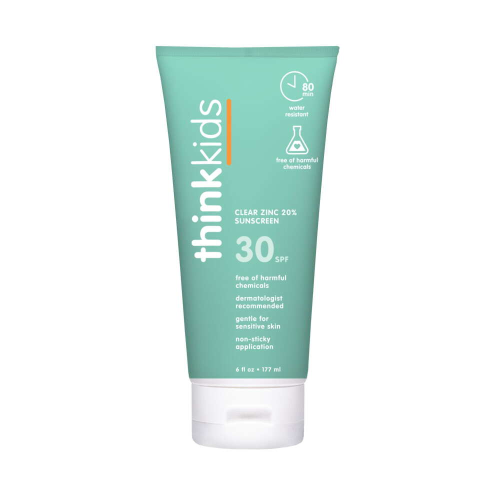 Think Thinkkids Mineral Sunscreen Spf 30 Clear Zinc Oxide Sunscreen 6 Fl Oz Natural Water Resistant Reef Safe Sunscreen For Kids Vegan Broad Spectrum U