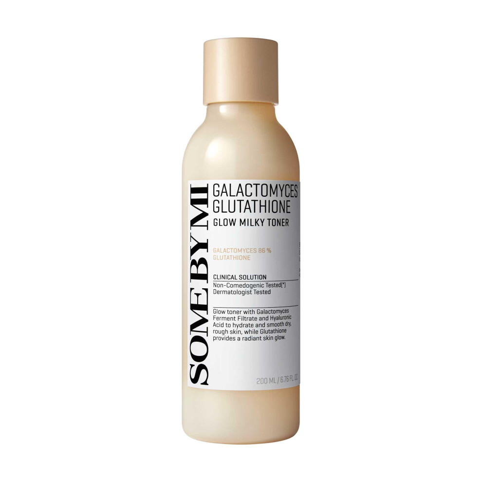 Some By Mi Galactomyces Glutathione Glow Milky Toner - 6.76Oz 200Ml - Hydrating & Brightening Korean Milky And Rice Toner With Glutathione & Vitamin