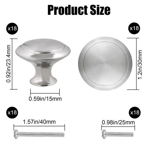 Romeda 18 Pieces Drawer Knobs 30mm Silver Cabinet Knobs Drawer Pulls and Knobs Dresser Knobs Kitchen Knobs Dresser Drawer Knobs Knobs for Cabin 1