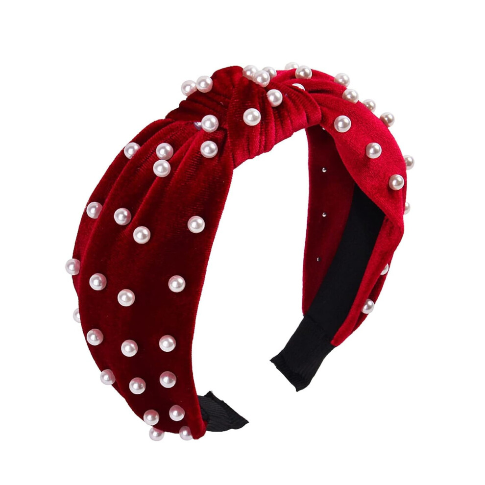 Bandeau    cheveux rouge Seadiquiet Bandeau nou   Perle Accessoires dor  s Perle Velours Pince    cheveux en velours Pinces    cheveux en vrac