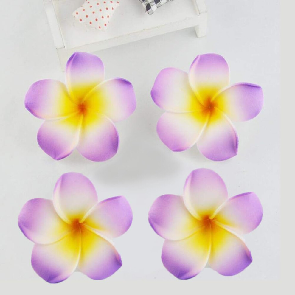 Galepromot 4 Pezzi Forcine Per Capelli Fiore Plumeria Hawaiano Viola Per Donne Stile Bohemien Fermagli Per Capelli Forcine Per Capelli Fiore Perl-image