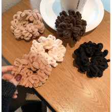 Lemeilleur 10 Pcs Multicolor Ouchless Cotton Fluffy Plush Elastic Hair Scrunchies Hair Ties Ponytail Holders Knit Scrunchies Cotton Scrunchies Hair A