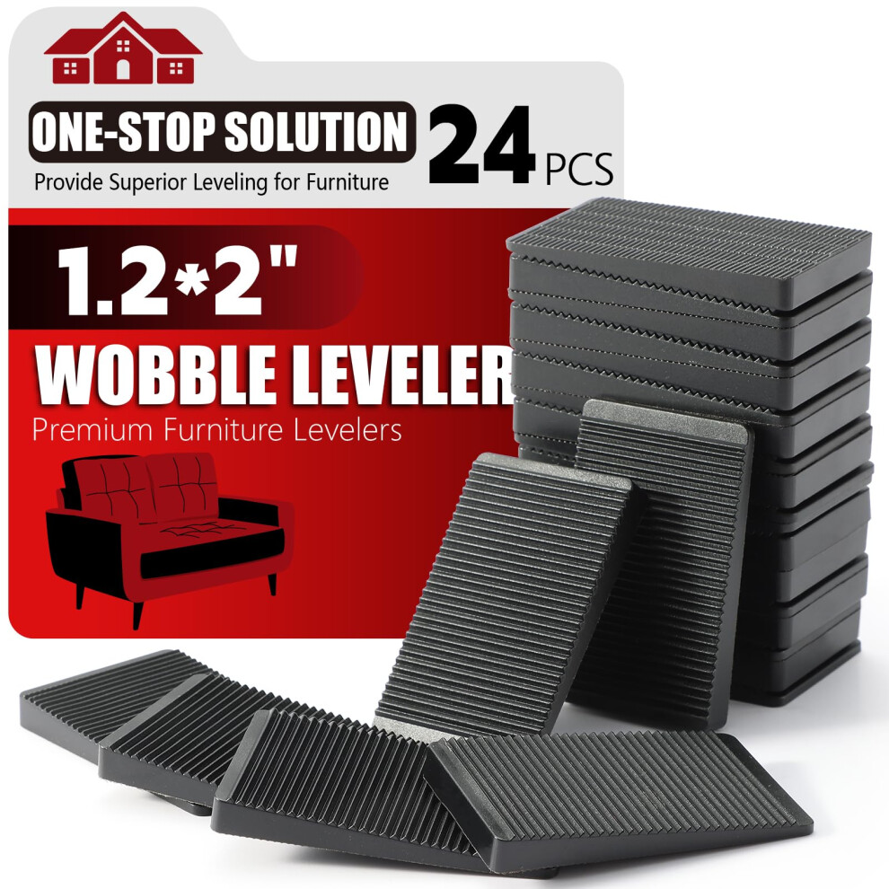 Furniture Leveler 24Pcs Kit Size Variety | Multi-Purpose Rubber Shim For Leveling Feet Stable | Anti-Wobble Pad For Uneven Table Dresser Leg Toliet 603134798333