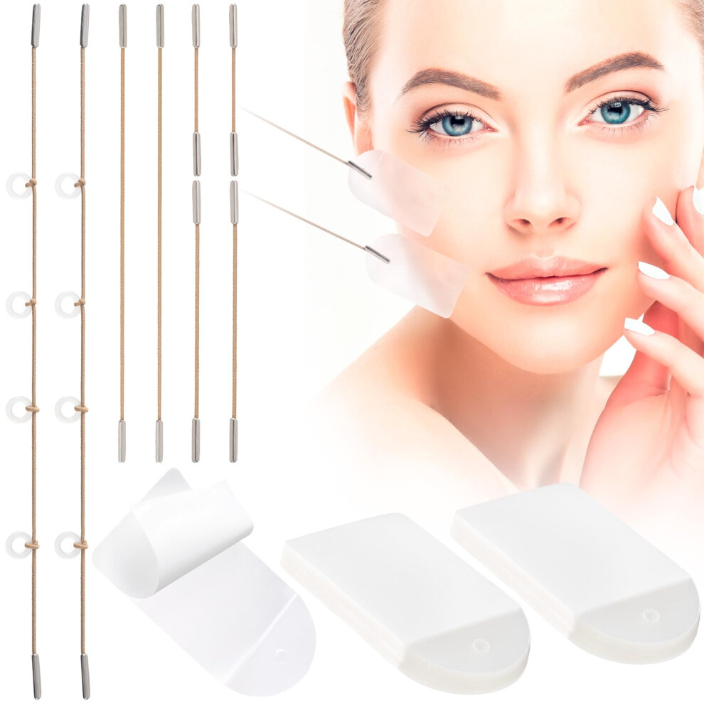 Alpinleux Lot de 40 bandes adhésives invisibles pour le visage avec 8 ficelles de levage, imperméables et hypoallergéniques, pour le relâchement