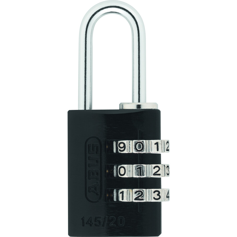 ABUS 145/20 C 20mm Body 3 Dial Resettable Combination Padlock  Black-image-OPC-PGFMDWM-NEW