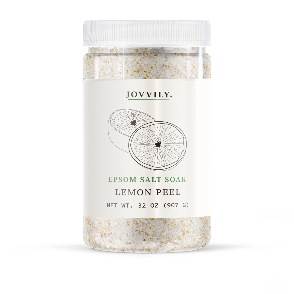 Vrolijk Jovvily Epsom Salt With Lemon Peel & Lemon Oil Soaking Solution Invigorating Scent (2 Pounds)