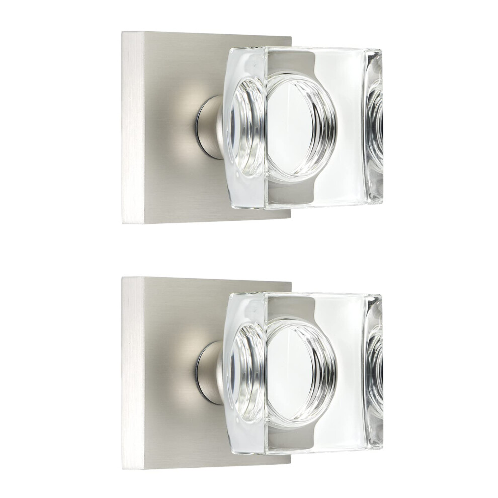 Lot de 2 boutons de porte factices en cristal, nickel satin   , pour un seul c   t