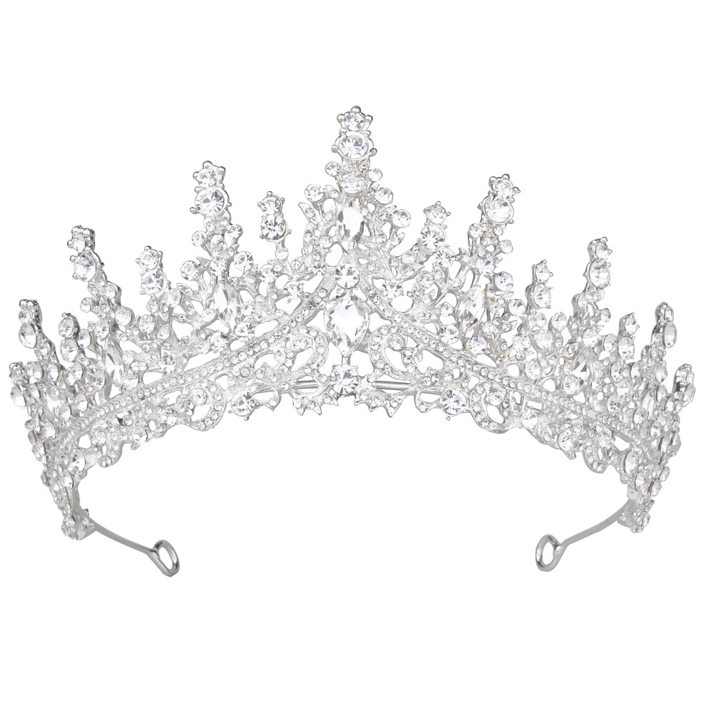 Diadème en argent pour femme Vofler Princess Crown - Serre-tête en cristal baroque royal médiéval Renaissance pour reine mariée demoiselle d'honn