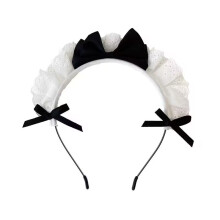 JJLFresheners Sorte Kvinder Piger Lolita Pandeb?nd Blondesl?jfe H?rb?nd Maid Anime Cosplay Hovedbekl?dning B?nd Bowknot S?dt h?rb?nd Fest H?rtilb