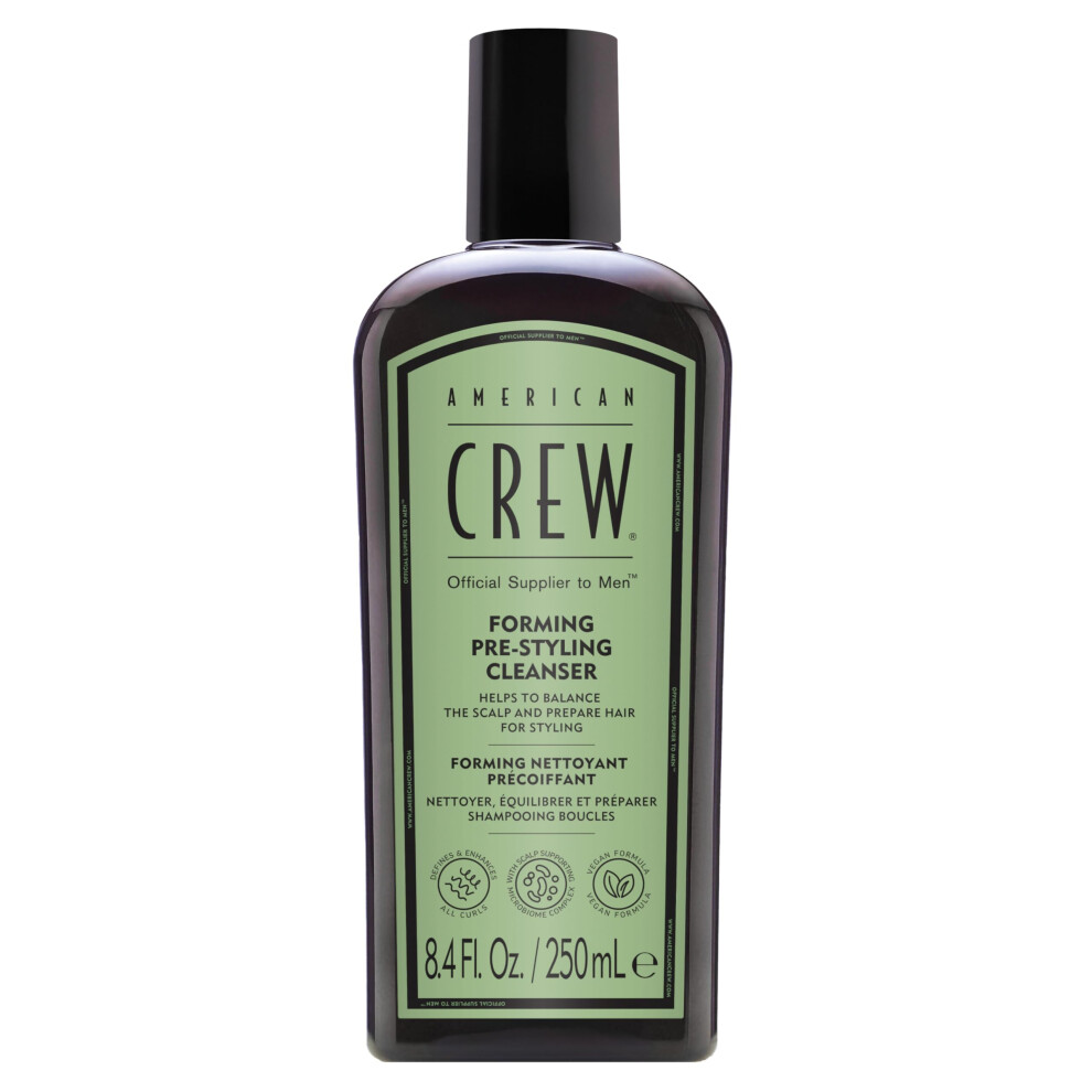 AMERICAN CREW Men's Pre-Styler Forming Shampoo for Textured & Curly Hair  Anti-Frizz & Curl Defining  With Jojoba Oil  Vegan  8.5 fl oz