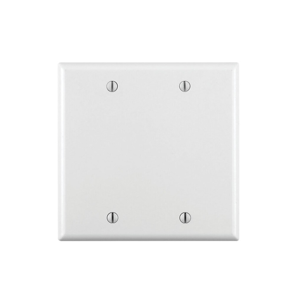 Leviton 88025 2-Gang No Device Blank Wallplate Standard Size Thermoset Box Mount White 078477444603