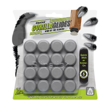 GorillaGlides 1 Inch Chair Sliders/Furniture Floor Protectors (16 Furniture Glides) Self-Adhesive Screw On Chair Glides for Sliding on Low-Pile Carpet