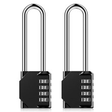 AIHYTU Lot de 2 cadenas combinaison rinitialisable anse ultra longue de 8,1 cm, 4 chiffres, dfinissez votre propre serrure combine combi