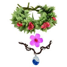 Hawaiiaanse Plumeria bloem haaraccessoires groene bloem strandkroon roze tropische bloemen hoofddeksel (roze bloem M)