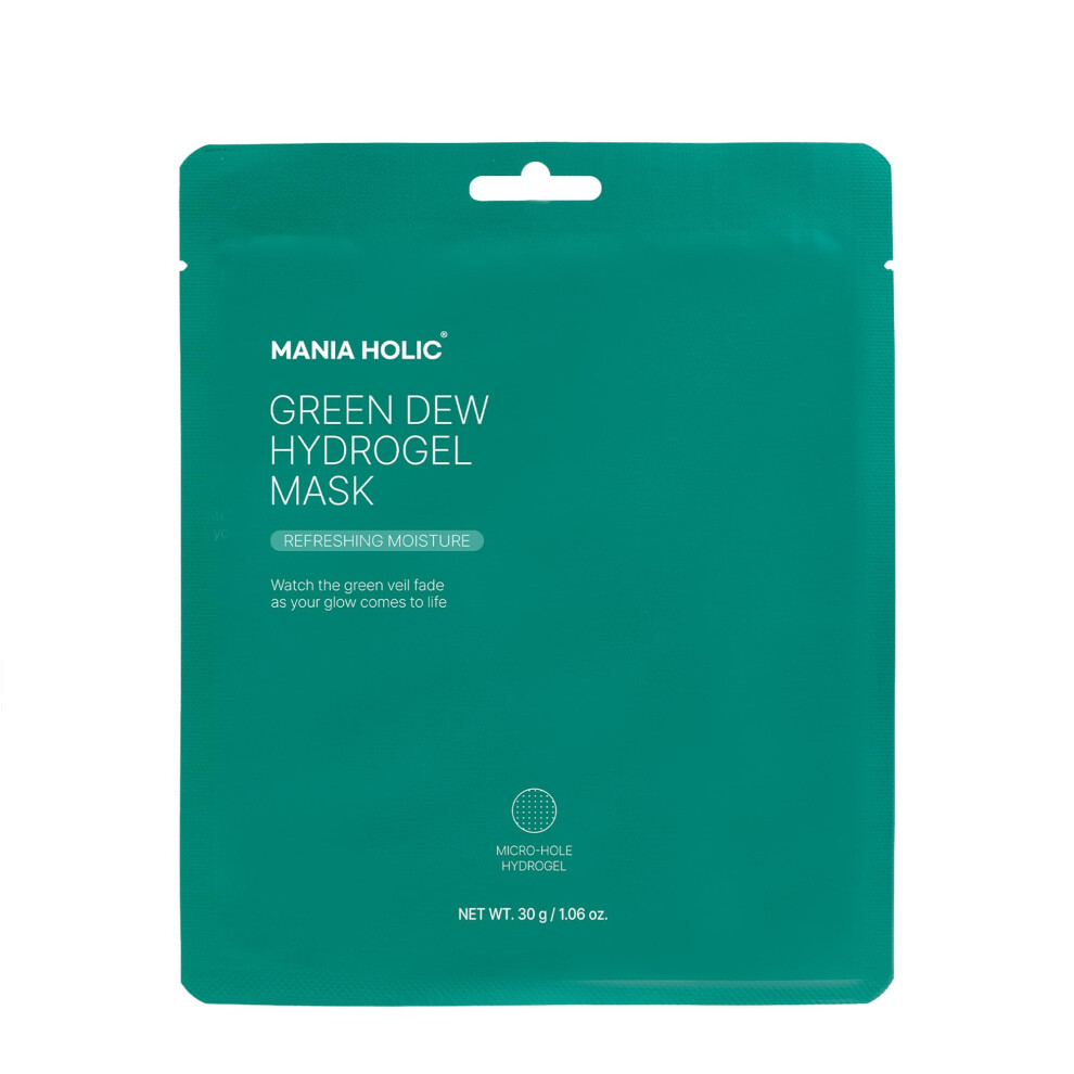 Mania Holic Green Dew Hydrogel Mask - Radiant Hydrating Korean Skincare 0.88 Oz (1 Sheet)