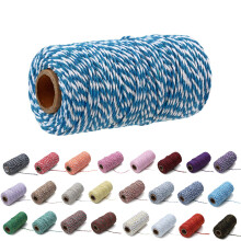 1 Roll 2mm 109 Yard Colourful Cotton Cord Bakers Twine DIY Crafts Gift Wrapping Christmas Wedding Home Decor String Rope (#03 Blue+White)