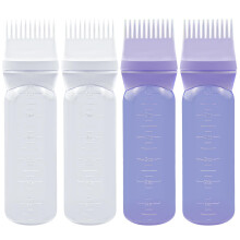 ELANE - Botella aplicadora de aceite capilar de 170 ml (4 unidades), ideal para tintes, champ   s, peluquer   as, camping y viajes (blanco y morado)