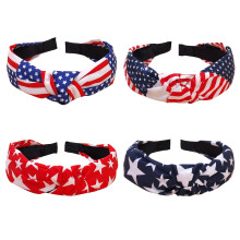 HFZRZFH 4pcs American Flag Headbands for Women and Girls Patriotic Knotted Style Red White Blue