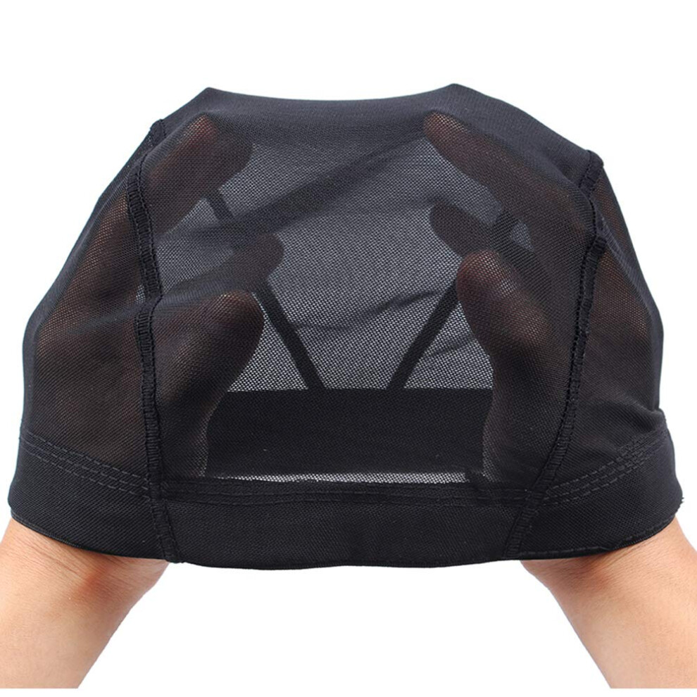 Nunifier Unisex Black Mesh Wig Cap For Making Wigs, Mesh Dome Cap, M Hair Net, Spandex Dome Cap With Great Elastic Band (2Pcs M)Mesh Wig Cap For Making Wigs, Me