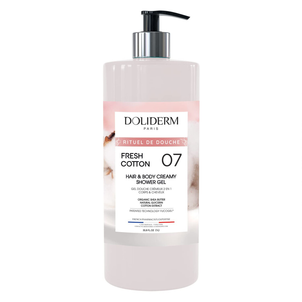 Doliderm Paris - Creamy Shower Gel, 33.8 Fl Oz (Fresh Cotton)