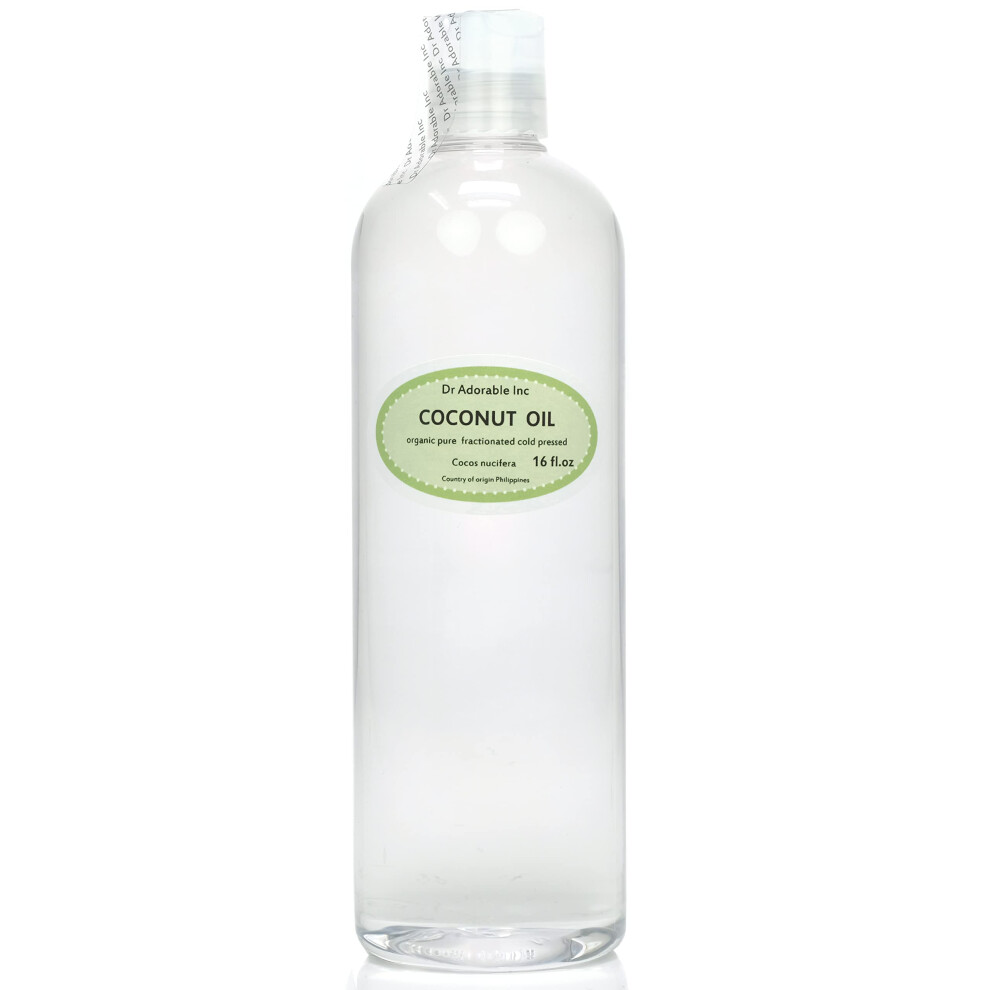 Dr Adorable - 16 Oz - Fractionated Coconut Oil - 100% Pure Natural Organic Moisturizing For Face Skin & Hair