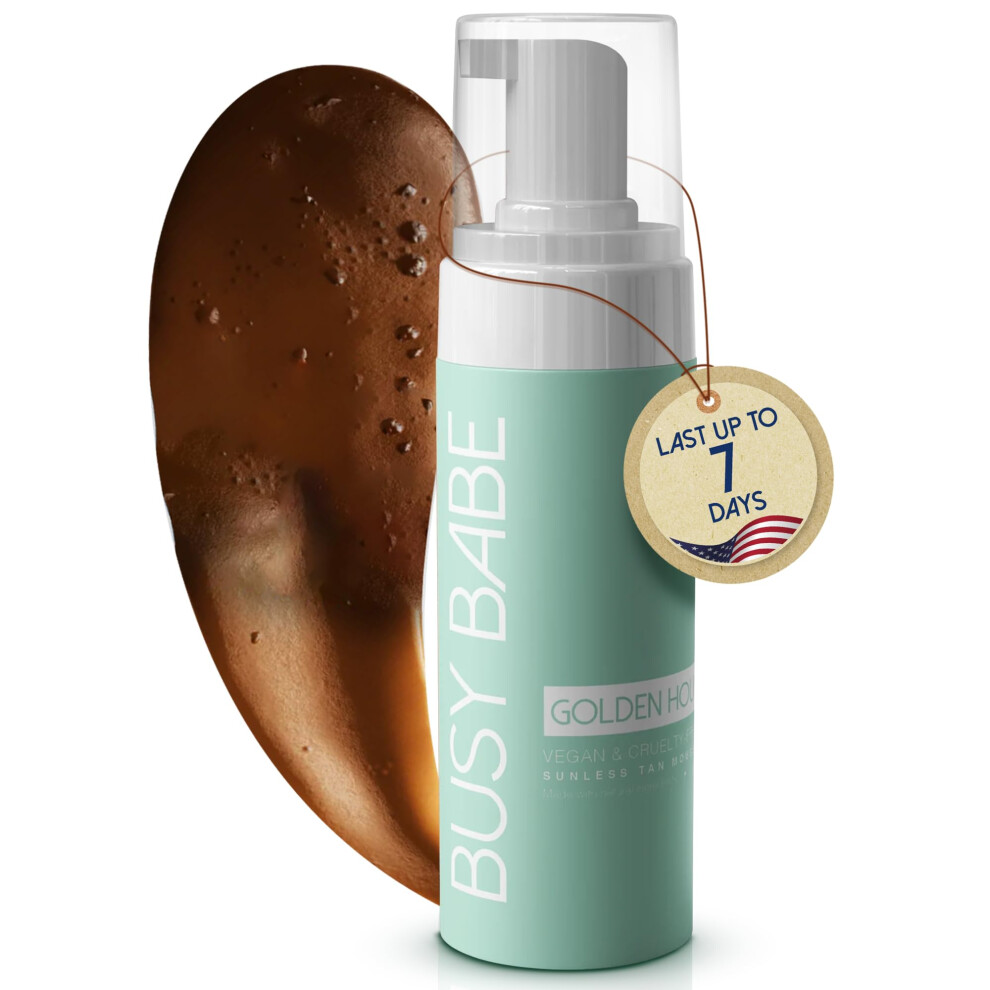 Busy Babe Golder Hour Tanning Mousse Self Tanner - Achieve A Gorgeous Flawless Tan Sun-Kissed Glow For All Skin Types And Tones Sunless Tanning Mou
