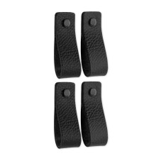 Brute Strength - Leather Drawer Pulls - Black - 4 pcs - 6-1/2 x 1  - Leather Handle - Cabinet Knobs & Dresser Handles