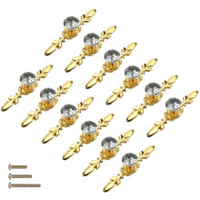 ESreake 12 Pack Gold Diamond Clear Crystal Glass Decorative Knobs with Plate Drawer Dresser Pulls Handles with 3 Kinds of Screws for Kitchen Bathroom