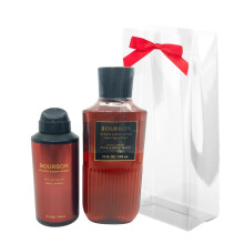 Bath and Body Works DRKOV SADA NA PRZDNINY BOURBON PRO MUE - TELOV MYC A DEodorizacn TELOV SPREJ - PLN VELIKOST (cerven/cern)