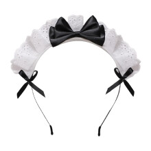 Jinshining Black Women Girls for Lolita Headband Lace Bow Hair Band Maid Anime Cosplay Headwear Ribbon Bowknot Cute Hair Band Party Hair Accessories W