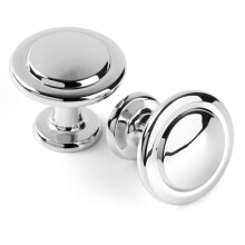 KOOFIZO Stepped Round Cabinet Knob - Chrome Pull Handle (Dia.31mm / 1.2 Inch) 10-Pack for Kitchen Cupboard Door Bedroom Dresser Drawer Bathroom Wa