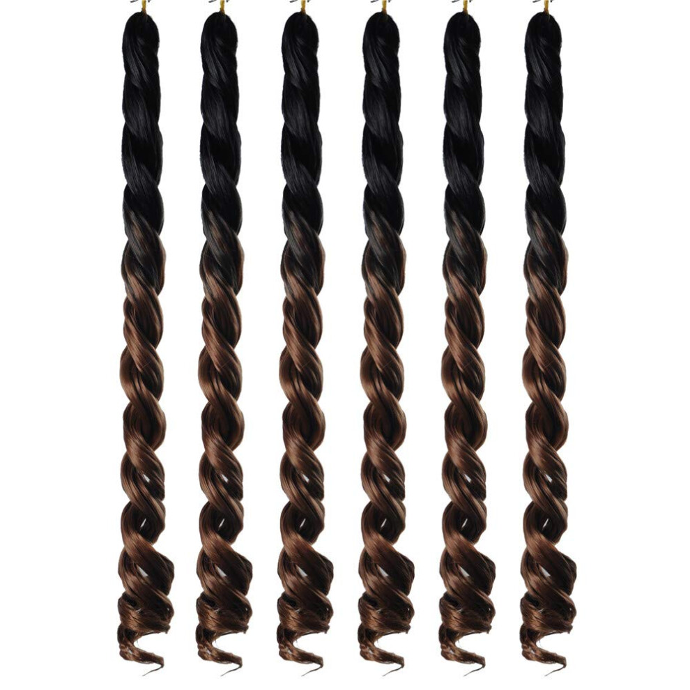 Eunice Hair 6 Pack Ocean Wavy Crochet Braids Hair Ombre Bouncy Curl Twist 20 Inch Synthetic Braiding Hair Extensions 100G/Pack (T1b/30)