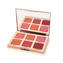 Skone Flushed & Flirtatious Make -Up Blush Palette - Blush Makeup som øjenskygge rødme markør i en palet - Matte & Shimmer Glow of Pink & Peach C