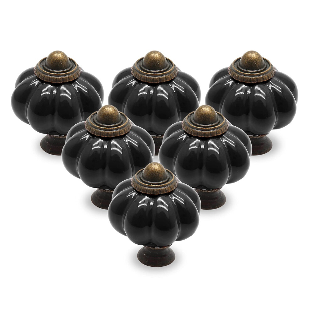 Seimneire 12Pcs Black Pumpkin Knobs Vintage Ceramic Cabinet Knobs Dresser Knobs Drawer Knobs Door Knobs Drawer Pulls Dresser Handles With Mounting S 779584518316