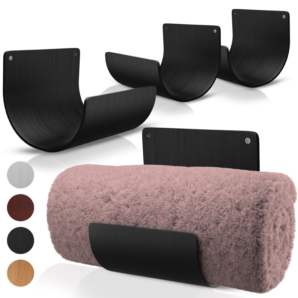 Bambusov Vek Na Rucnky Od Aura Nest Sada 4 Drevench Veku Na Rucnky Bambusov Doplnky Do Koupelny -Nstenn Drk Rucnku Na Srolovan Rucnky-image