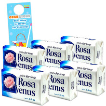 Jab n en barra Rosa Venus Blanco - Paquete de 6 (153 g) con colgador para puerta | Jab n en barra de espuma suave