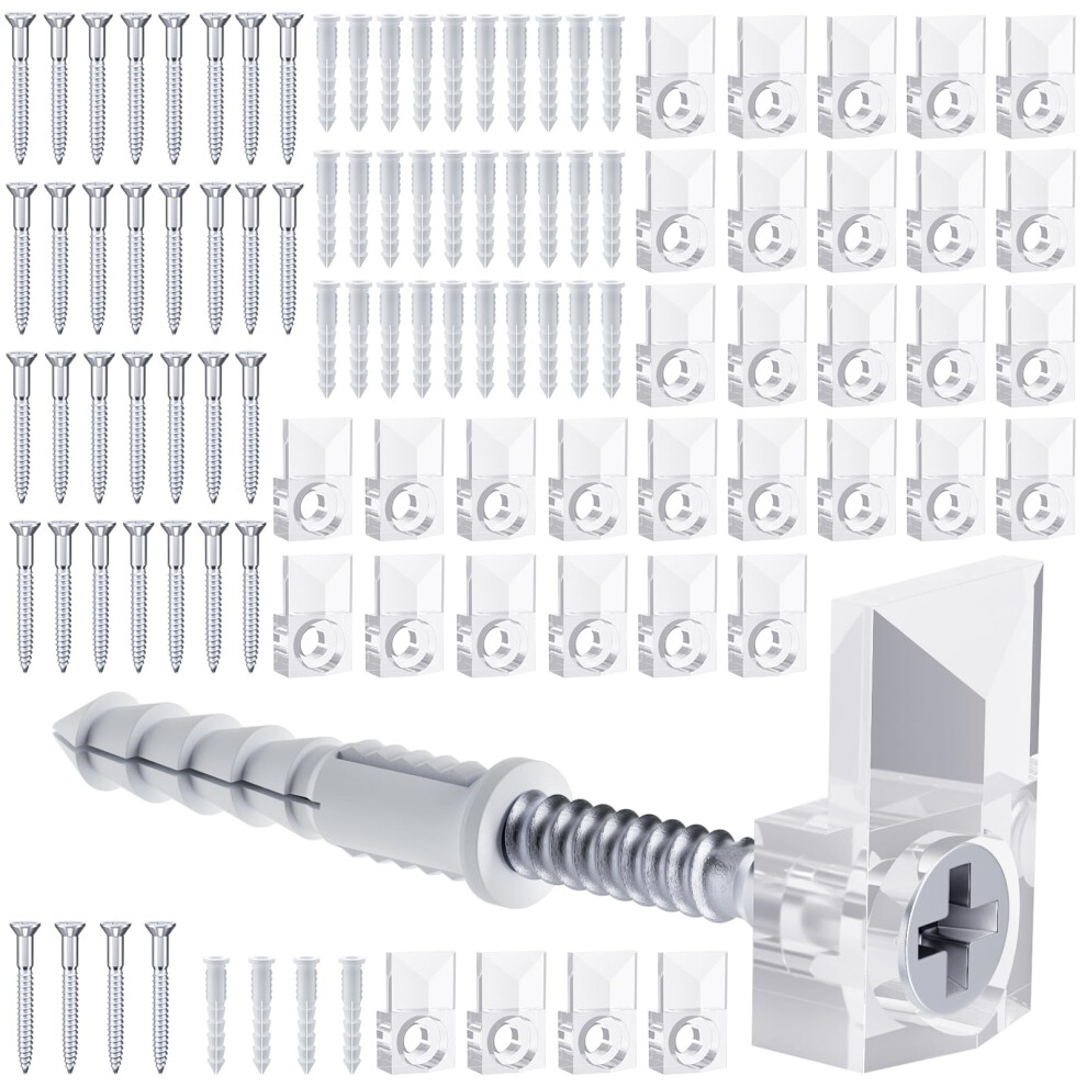 Bagteck Mirror Holder Clips Kit Crystal Clear Plastic Mirror Clip Mirror Holder Clips Glass Retainer Clips Kit Mirror Hanging Kit With Screws And Fixe 721410815670