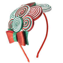 Needzo Festive Red and Green Candy Cane Headband Christmas 2024 Party Hair Accessory One Size Fits Most 4.75 x 5.5 Inch
