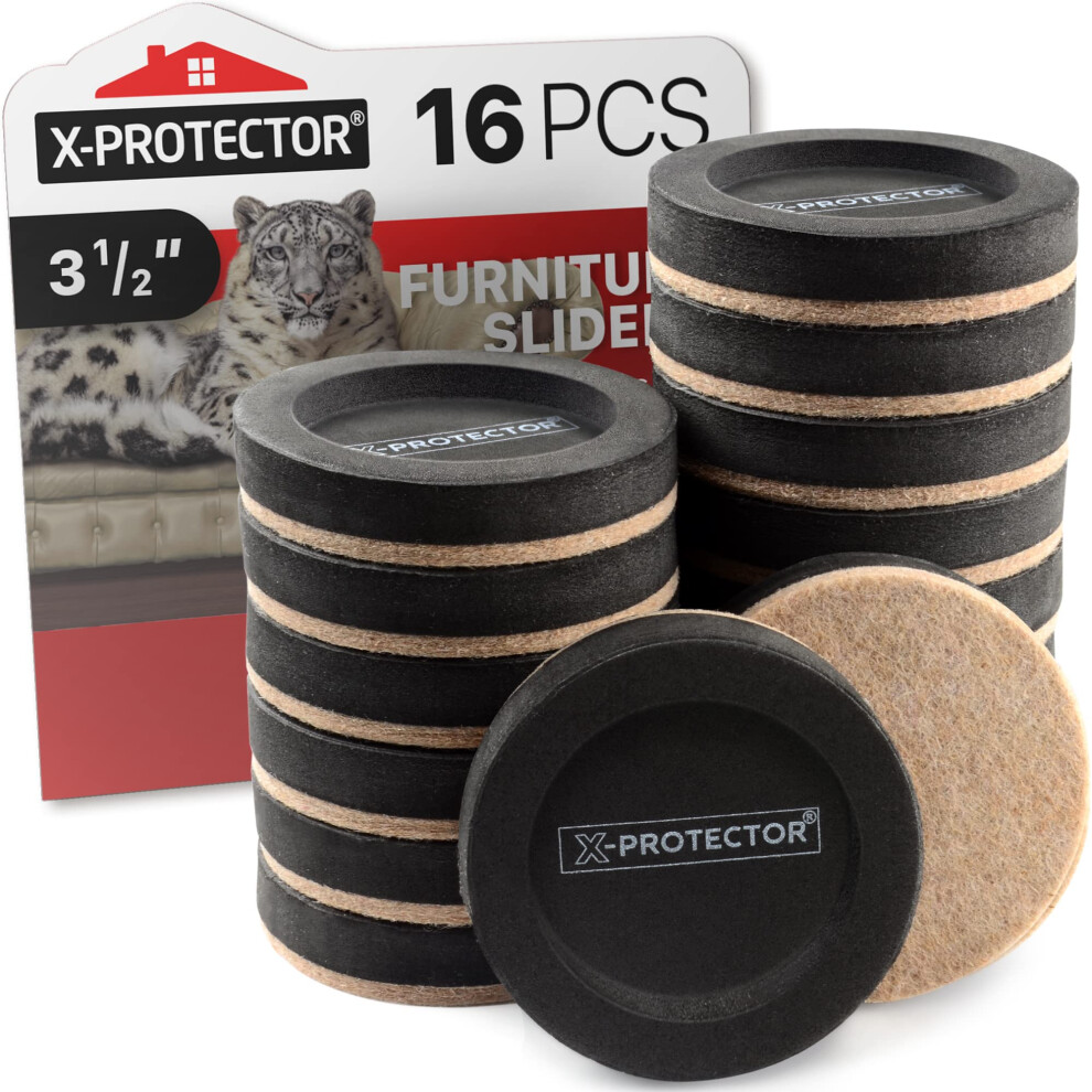 Felt Furniture Sliders For Hardwood Floors X-Protector 16 Pcs 3 ?- Furniture Slider With Unique Design - Heavy-Duty Furniture Movers For Hard Surfaces 5060664332072
