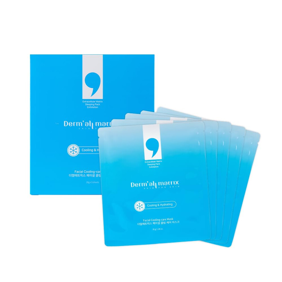 DERMALL MATRIX] Facial Cooling Care Mask 30g x 5 sheets. ECM. Deep hydration & Exfoliation. Cooling soothing effect.Natural Hydration & Refreshing Coo