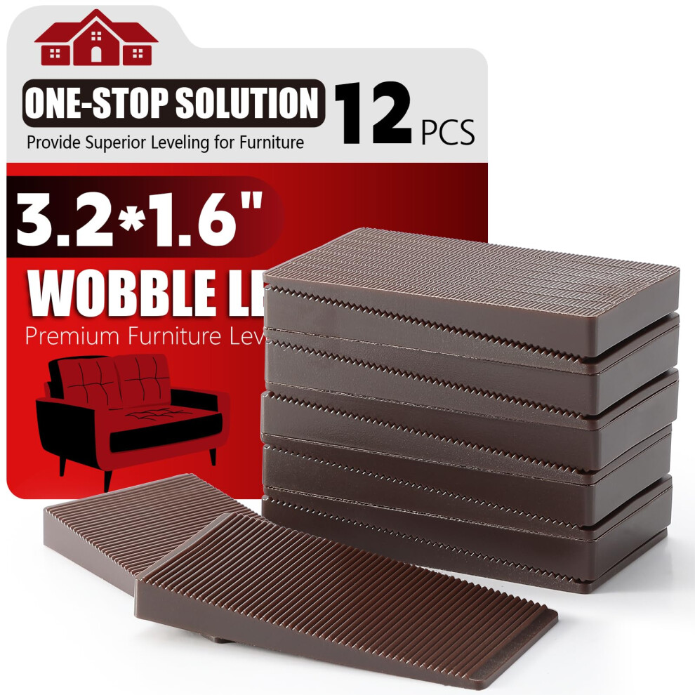 Furniture Leveler 12Pcs Kit Size Variety | Multi-Purpose Rubber Shim For Leveling Feet Stable | Anti-Wobble Pad For Uneven Table Dresser Leg Toliet 603134798425
