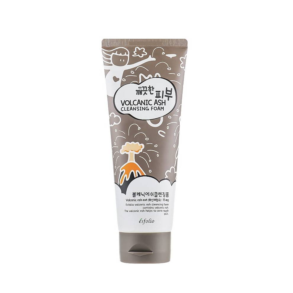 Esfolio Volcanic Ash Cleansing Foam - Deep Pore Cleanser For Oily & Acne-Prone Skin - Hydrating Facial Wash With & Natural Ingredients - Gentle Foamin