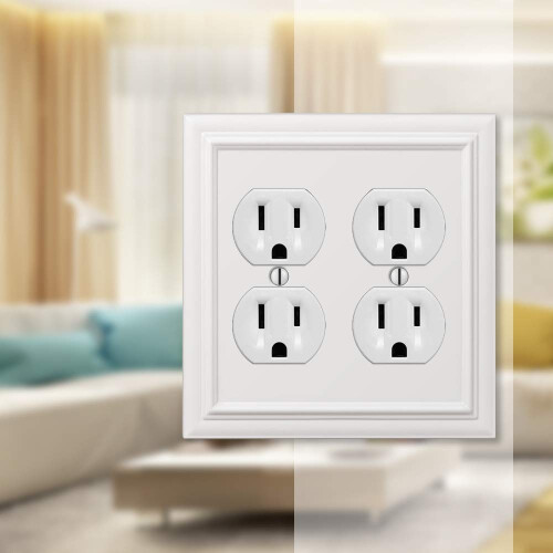 Amerelle 94DDW Continental Wallplate  2 Duplex  Cast Metal  White  1-Pack 2