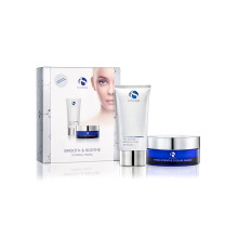 Trattamento viso clinico iS CLINICAL Smooth & Soothe; Trattamento esfoliante e idratante per la pelle; Set regalo; Kit completo per il viso a casa