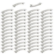 Lawie 50 Pack 4 Inch Large Silver Blank Rectangle Metal French Barrette 10cm Hair Clips DIY Crafts Plain Barrettes for Bows Thick Hair Snap Clips